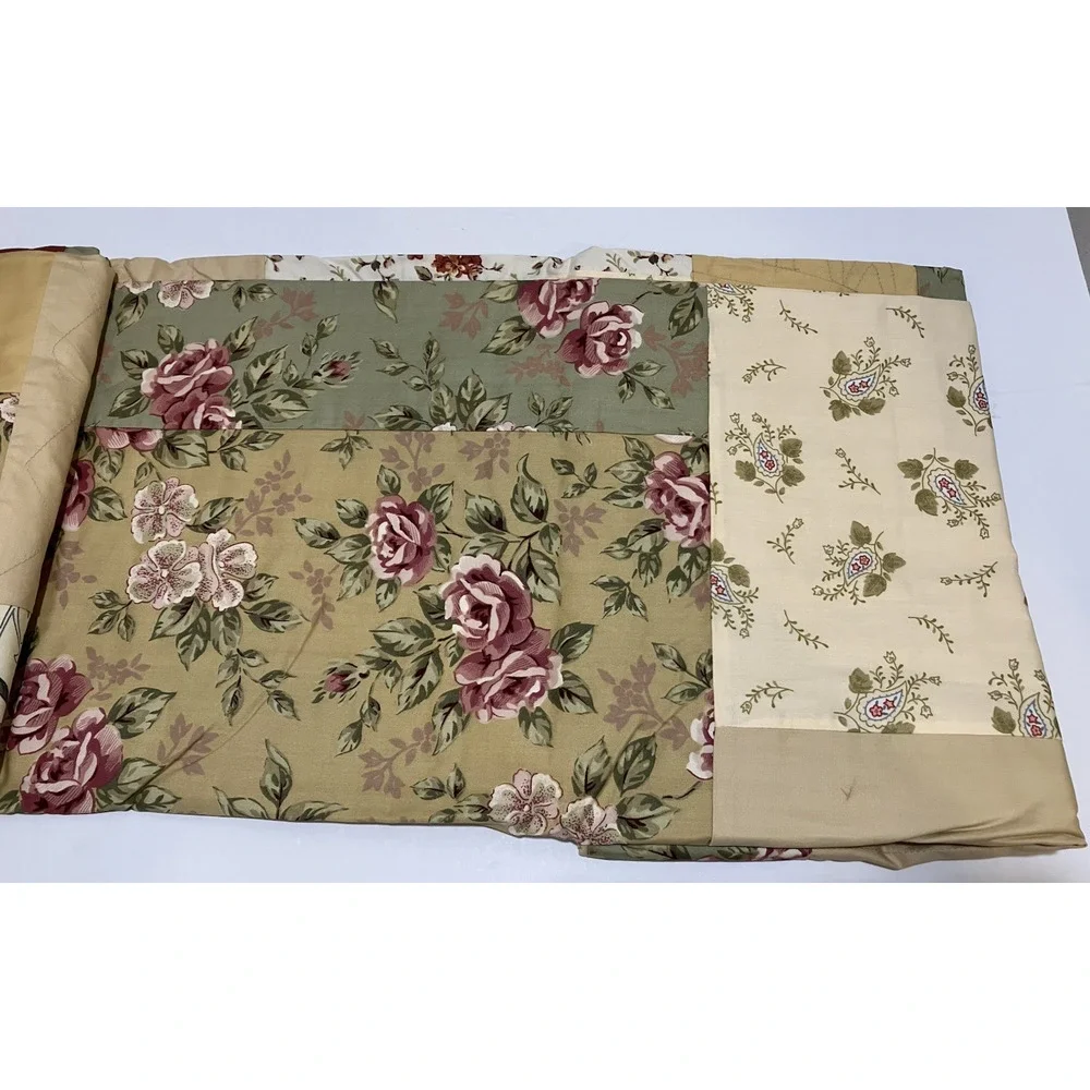 French Country Shower Curtain Brown Green Floral Fabric Cottage Simply Handmade